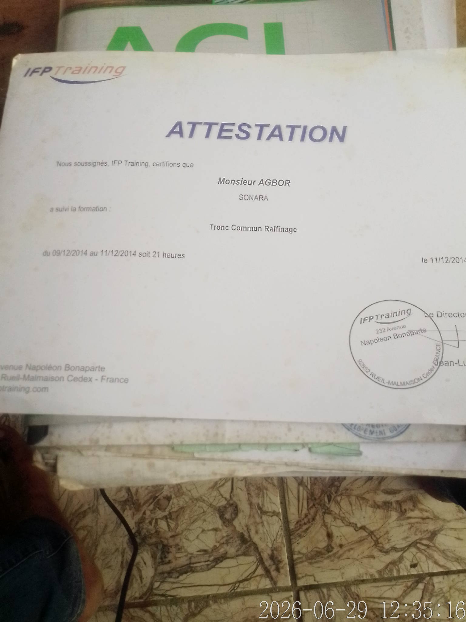 Certificate