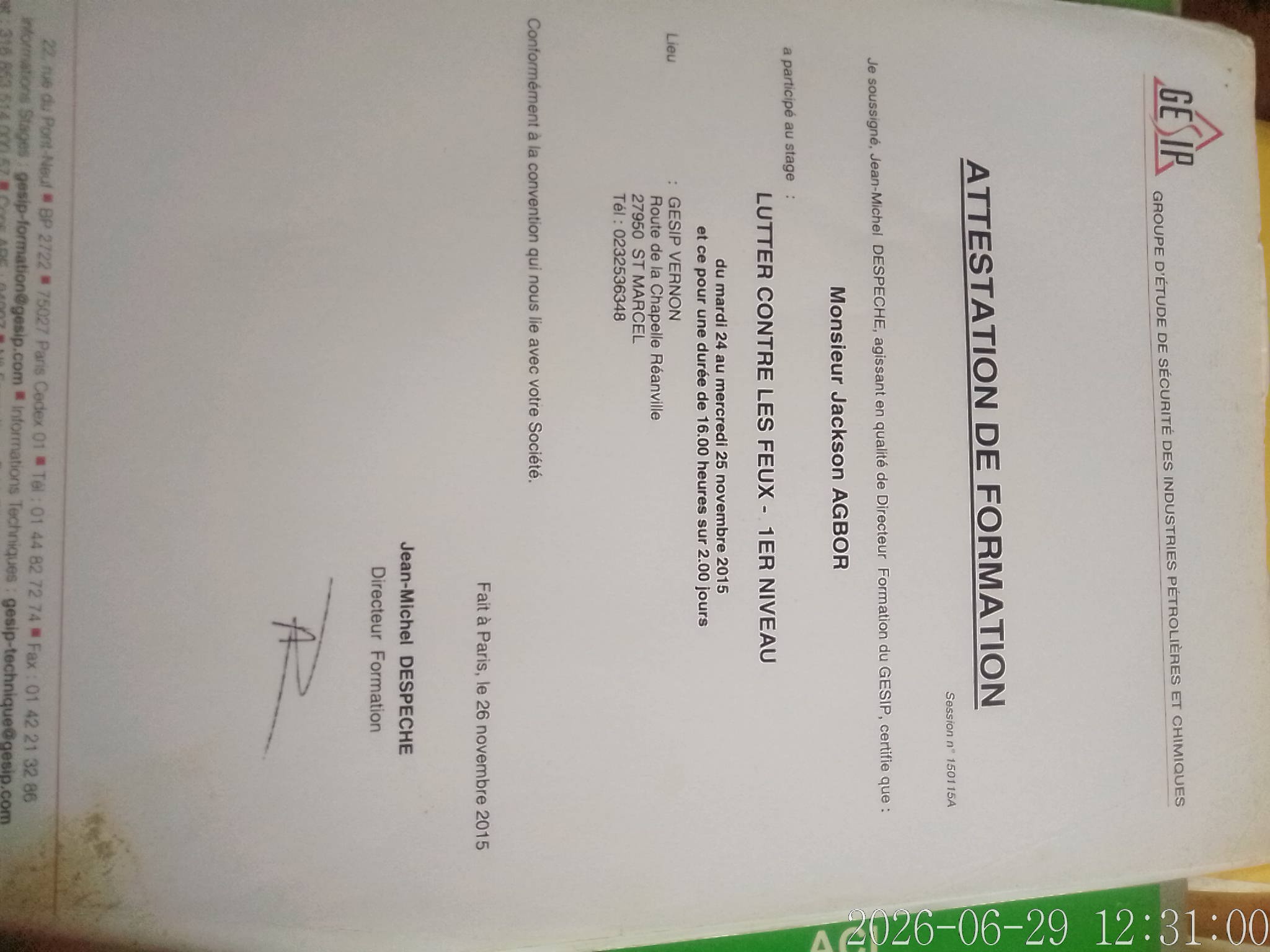 Certificate